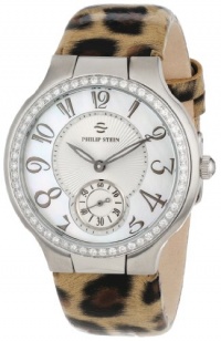 Philip Stein Women's 42D-FMOP-LLBR Round Diamond Mother-Of-Pearl Leopard Print Patent Strap Watch Philip Stein Women's 42D-FMOP-LLBR Round Diamond Mother-Of-Pearl Leopard Print Patent Strap Watch