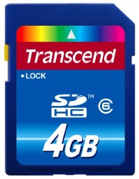 Transcend 4 GB Class 6 SDHC Flash Memory Card TS4GSDHC6 Transcend 4 GB Class 6 SDHC Flash Memory Card TS4GSDHC6