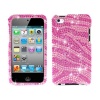 Bling Zebra Skin (Pink/Hot Pink) Diamante For Apple Ipod Touch 4g 4th Generation Hard Case Cell Phone Protector Phone Accessory