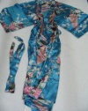 Women's 100% Thai Silk Robes- Asian Peacock Design- Perfect Teal (Free Size)
