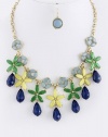 Fashion Jewelry - FLORAL JEWEL DANGLE NECKLACE SET - By Fashion Destination | Free Shipping (Green/Multi)