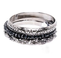 Style&co. Set of 3 Hematite Tone & Black Beads Mesh Chain Bangle Bracelets Style&co. Set of 3 Hematite Tone & Black Beads Mesh Chain Bangle Bracelets