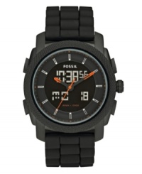 Get the best of both worlds with this ultra-masculine Machine collection watch by Fossil. Get the best of both worlds with this ultra-masculine Machine collection watch by Fossil.