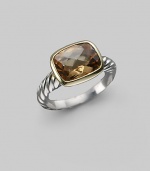 From the Noblese Collection. A beautifully colored, faceted smoky citrine set in 18k gold sits atop a graceful sterling silver cable band. Smoky Citrine Sterling silver and 18k yellow gold Length, about ½ Made in USA 