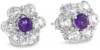 Sterling Silver Amethyst and White Topaz Flower Stud Earrings