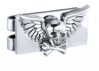 J.Goodman Sterling Silver Skull&Bones Black Diamond Money Clip J.Goodman Sterling Silver Skull&Bones Black Diamond Money Clip