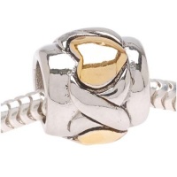 22K Gold Plated Hearts On Silver Tone Bead - Fits Pandora (1) 22K Gold Plated Hearts On Silver Tone Bead - Fits Pandora (1)