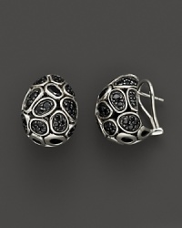 Glittering black sapphire pavé and black chalcedony add stunning beauty to these Buddha Belly earrings from the John Hardy Kali Pebble collection. Glittering black sapphire pavé and black chalcedony add stunning beauty to these Buddha Belly earrings from the John Hardy Kali Pebble collection.