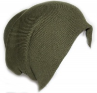 Ribbed Beanie Hat Slouch Style Skull Cap Ski Hat Olive Ribbed Beanie Hat Slouch Style Skull Cap Ski Hat Olive
