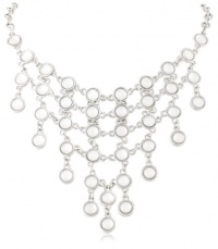 Lucky Brand White and Silver-Tone Bib Necklace, 19