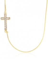 Nine West Good Fortune Gold-Tone Crystal Side Cross Pendant Necklace, 18 Nine West Good Fortune Gold-Tone Crystal Side Cross Pendant Necklace, 18