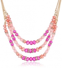 Nine West Soda Shop Gold-Tone Raspberry Colored Triple Row Frontal Necklace, 18 Nine West Soda Shop Gold-Tone Raspberry Colored Triple Row Frontal Necklace, 18