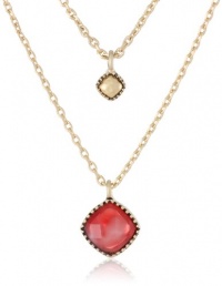 Nine West Vintage America Geo Jewels Gold Tone and Red Stone Pendant Necklace, 18