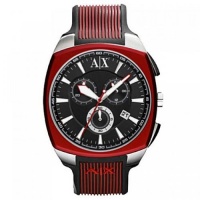 Armani Exchange Gents Stainless Steel Watch with Black and Red Rubber Strap Armani Exchange Gents Stainless Steel Watch with Black and Red Rubber Strap