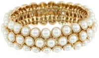 Anne Klein Elysium Gold-Tone Pearl 3 Row Stretch Bracelet, 7 Anne Klein Elysium Gold-Tone Pearl 3 Row Stretch Bracelet, 7