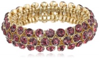 Anne Klein Elysium Gold-Tone Burgundy 3 Row Stretch Bracelet, 7 Anne Klein Elysium Gold-Tone Burgundy 3 Row Stretch Bracelet, 7