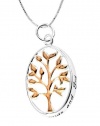 14k Rose Gold Plated Sterling Silver Family. My Pride and Joy Family Tree Two-Tone Pendant Necklace , 18