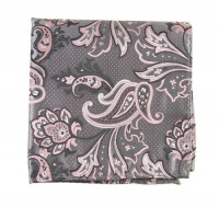 100% Silk Woven Silver and Baby Pink Pin Paisley Pocket Square 100% Silk Woven Silver and Baby Pink Pin Paisley Pocket Square