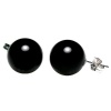925 Sterling Silver 12mm Natural Black Onyx Ball Stud Post Earrings