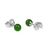 925 Sterling Silver 4mm Natural Nephrite Green Jade Ball Stud Post Earrings