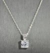 City by City Necklace, 16 Silver-Tone Square Cubic Zirconia Pendant Necklace