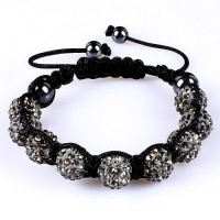 10mm Gray Crystals Macrame 9pcs Beaded Shamballa Ball Adjustable Bracelet 10mm Gray Crystals Macrame 9pcs Beaded Shamballa Ball Adjustable Bracelet