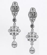Eliot Danori Earrings, Silver-Tone Open Work Cubic Zirconia Drop Earrings Eliot Danori Earrings, Silver-Tone Open Work Cubic Zirconia Drop Earrings