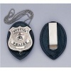 Clip on Leather Badge Holder W/Silver Chain ***BADGE NOT INCLUDED***