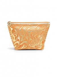 THE LOOKZebra-inspired metallic swirls on natural canvas Trapezoid silhouetteTop zip closureSignature goldtone S studInside logo printTHE MEASUREMENT10W X 7H X 4DTHE MATERIALCanvasFully linedORIGINImported THE LOOKZebra-inspired metallic swirls on natural canvas Trapezoid silhouetteTop zip closureSignature goldtone S studInside logo printTHE MEASUREMENT10W X 7H X 4DTHE MATERIALCanvasFully linedORIGINImported