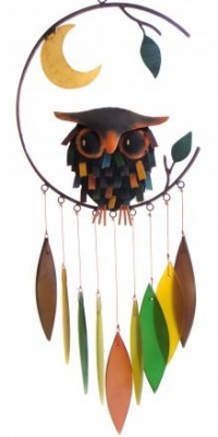 Blue Handworks Spiky Owl Glass Wind Chime