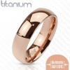 TIR-0008 Solid Titanium Rose Gold IP 6mm Wide Classic Band Ring; Comes With Free Gift Box