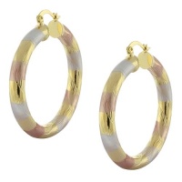 2.50 Stunning Women Gold Plated Diamond-Cut Hoop Earrings 2.50 Stunning Women Gold Plated Diamond-Cut Hoop Earrings