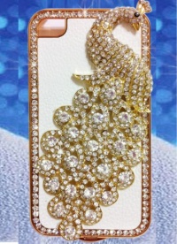 1x Luxury Designer White Bling Crystal Case Handmade Peacock 1x Luxury Designer White Bling Crystal Case Handmade Peacock