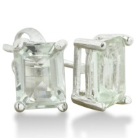 2 1/2ct Emerald Cut Green Amethyst Earrings In Sterling Silver 2 1/2ct Emerald Cut Green Amethyst Earrings In Sterling Silver
