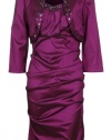 R&M Richards Womens Beaded Taffeta Jacket Dress Set (14 Petite, Fuchsia)