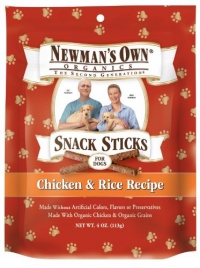 Newman's Own Organics Snack Sticks for Dogs, Chicken & Rice, 4-Ounce Bag (Pack of 6) Newman's Own Organics Snack Sticks for Dogs, Chicken & Rice, 4-Ounce Bag (Pack of 6)