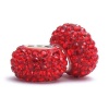 Set of 2 - Bella Fascini Red Crystal Pave Sparkle Bling - Solid .925 Sterling Silver Core European Charm Bead Made with Authentic Swarovski Crystals - Compatible Brand Bracelets : Authentic Pandora, Chamilia, Moress, Troll, Ohm, Zable, Biagi, Kay's Charme