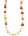 Charter Club Necklace, 36 Gold-Tone and Coral Square Bead Long Necklace