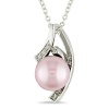 9-9.5 mm Pink Freshwater Pearl and Diamond Accent Pendant in Silver, I3