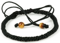 LUOS Handmade Black String Bracelet with 2 Tiger Eye Bead- good for healing - ST011 LUOS Handmade Black String Bracelet with 2 Tiger Eye Bead- good for healing - ST011