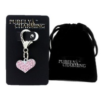 PURELY CHARMING Pet Charm / Pendant with Handset Swarovski Crystals - Puffed Heart, Light Rose Pink PURELY CHARMING Pet Charm / Pendant with Handset Swarovski Crystals - Puffed Heart, Light Rose Pink