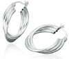 CleverEve Designer Series .925 Sterling Silver Designer Triple Criss-Cross Hoop Earrings - French Lock - 25.00mm x 20.00mm