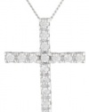 Sterling Silver Swarovski Cubic Zirconia Cross Pendant Necklace, 18