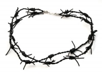 Double Barbed Wire Black Leather Necklace Double Barbed Wire Black Leather Necklace