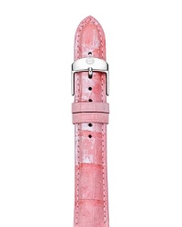 Be pretty in pink alligator with this leather watch strap from Michele, accented by a stainless steel buckle. This band makes your practical piece pop. Be pretty in pink alligator with this leather watch strap from Michele, accented by a stainless steel buckle. This band makes your practical piece pop.