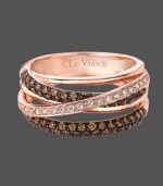 A sweet kiss of style. Le Vian's crisscross ring features chic rows of round-cut chocolate diamonds (3/4 ct. t.w.) and white diamonds (1/6 ct. t.w.) set in 14k rose gold. Size 7. A sweet kiss of style. Le Vian's crisscross ring features chic rows of round-cut chocolate diamonds (3/4 ct. t.w.) and white diamonds (1/6 ct. t.w.) set in 14k rose gold. Size 7.