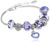 Charmed Feelings Murano Glass Style Beads Mom Charm Bracelet, 7.5 + 1.5 Extender