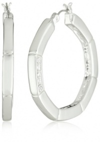 T Tahari Silver and Crystal Hoop Earrings T Tahari Silver and Crystal Hoop Earrings