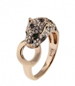 Effy Jewlery Signature Rose Gold Diamond and Emerald Ring, .66 TCW Ring size 7