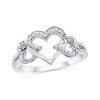 Sterling Silver Round Diamond Triple Heart Ring (1/10 cttw)